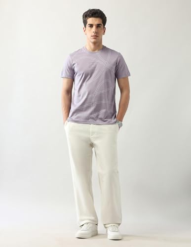 Arrow New York Men's Regular Fit T-Shirt (ANAJTS3116_Lavender