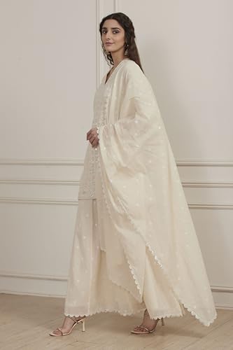 BIBA Women Yellow Cotton Straight Suit Set_38