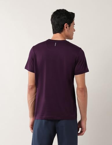 Arrow New York Men's Regular Fit T-Shirt (ANAJTS3126_Dark Purple