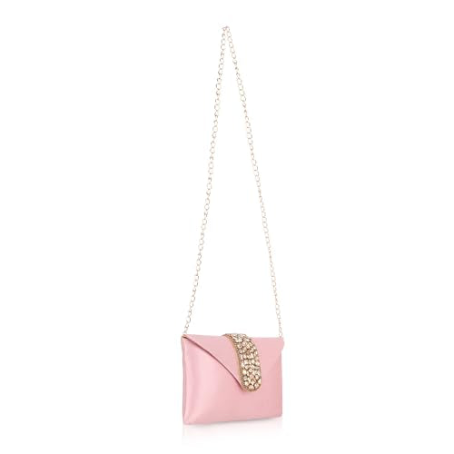 aiZ Bridal Accessories Stylish Clutch Purses for Women - Compact and Lightweight Design, One Pockets for Convenient Storage - Ideal for Everyday Use, Travel, and Casual Outings_ Pink