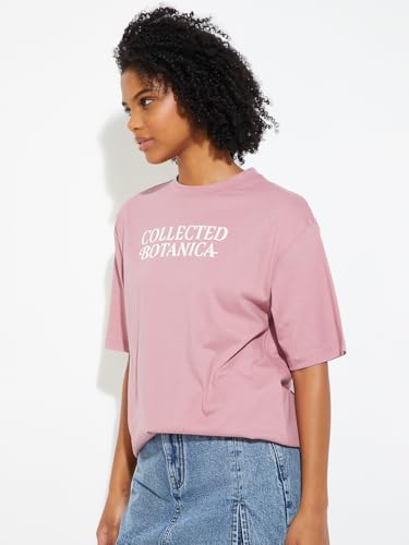 Max URB_N Women Oversized Back Printed T-Shirt (Pink_XS)