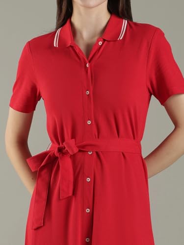 Cotton Polo Collar Shirt Dress