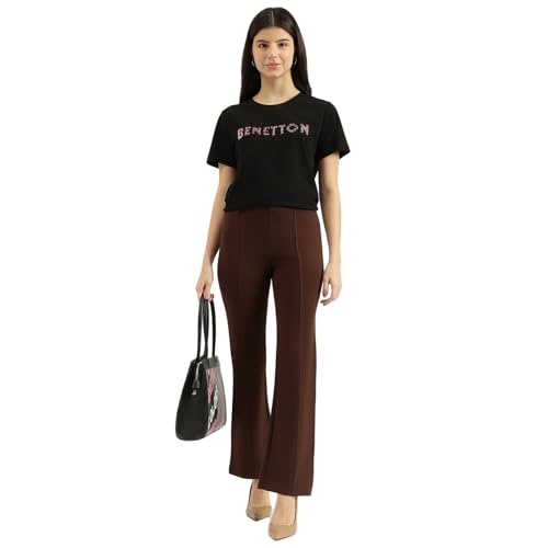 United Colors of Benetton Solid Bootcut Fit Leggings (Size: XL)-25P3PT1E9001I1Y0 Brown