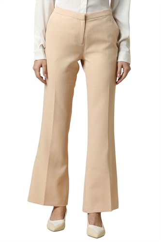 Allen Solly Women Beige Solid Formal Trousers