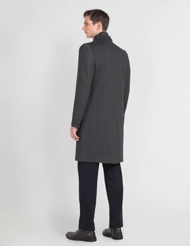 Arrow Notch Lapel Collar Solid Trench Coat