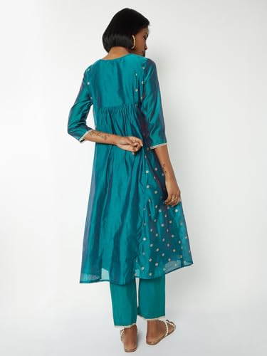 Max Women's Polyester Blend Kurta Set (CONU57001B_Blue