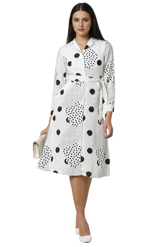 Van Heusen Women's Polyester Modern Knee-Length Dress (VWDRFRGHT67592_White