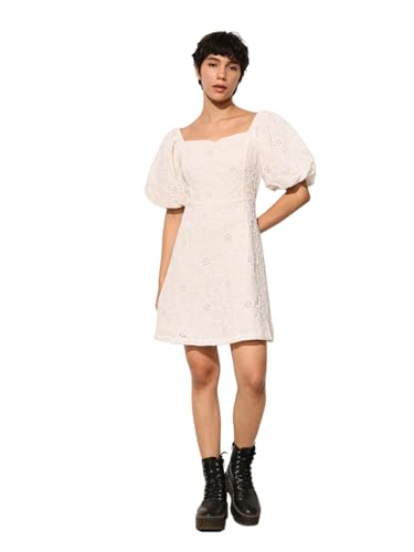 ONLY Women's Fit and Flare White Dress