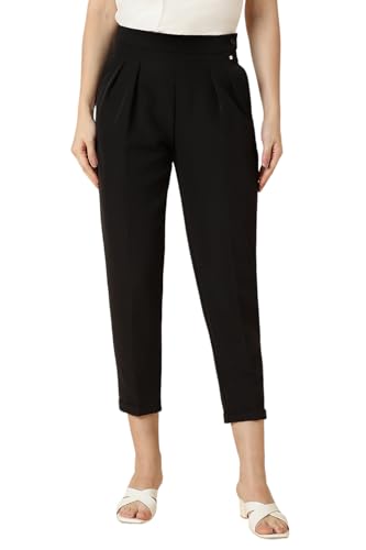 Allen Solly Women Black Regular Fit Solid Formal Trousers