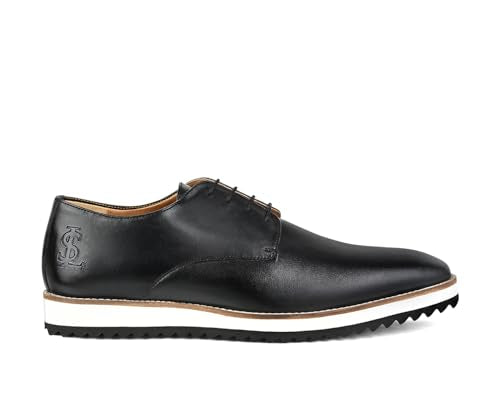 LOUIS STITCH Jet Black Casual Shoes for Men | Ultra Lightweight and Comfortable | Cushioned Footbed Men’s Derbys | LSMX-PLJB | UK-8