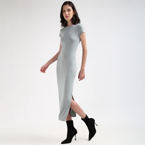 Calvin Klein Department3451 Modal Bodycon Calf Length Dress (J20J224064PFF_Slate Gray_XXL)