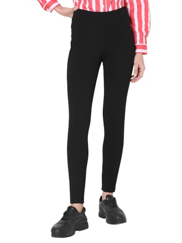 VERO MODA Women Solid Black Viscose Skinny Fit High-Rise Jeggings