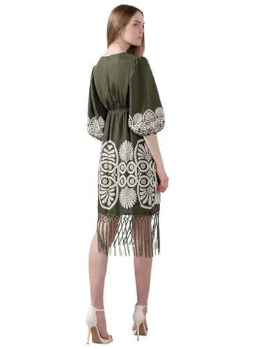 VERO MODA Women's Fit and Flare Green Dress