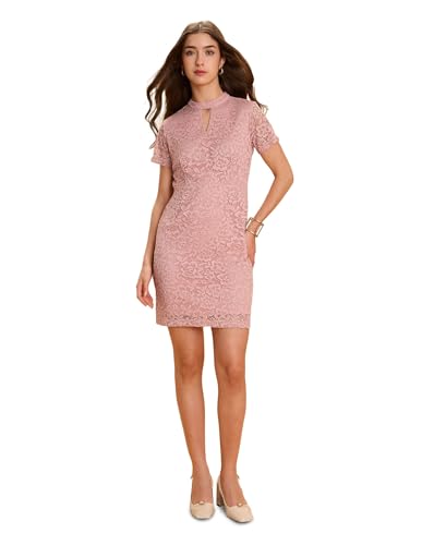 U.S. Polo ASSN. Floral Lace Mini Sheath Dress (UWAW25DRS215_Pink_XL)
