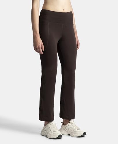 Jockey MW77 Women's Microfiber Elastane Stretch Regular Fit Flared Pants with StayFresh Treatment_Coffee_S