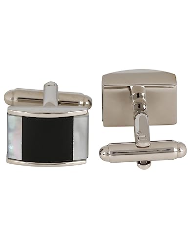 Peluche Natural Mother of Pearl Stone (Semi-precious) & Black Onyx Stone Cufflinks for Men