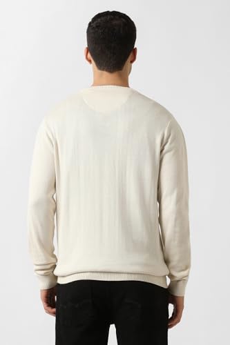 Men Beige Stripe V Neck Sweater