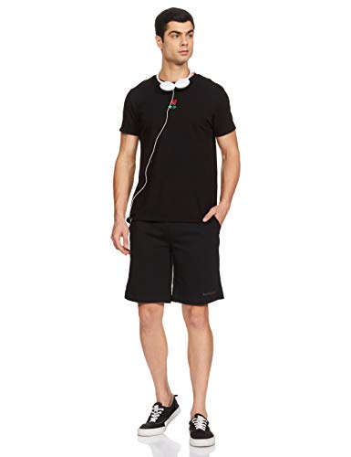 Van Heusen Athleisure Men Knit Shorts - Cotton Rich - Smart Tech, Easy Stain Release, Anti Stat, Ultra Soft, Moisture Wicking_50001_Black_S