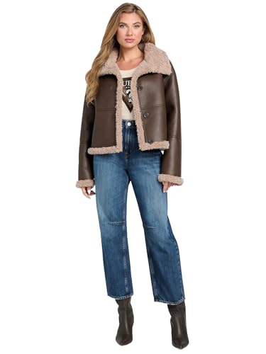 GUESS Ladies Terry Cropped Faux Fur, Dark Luxe Brown, S