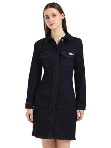 Cotton Spread Collar Denim Dress