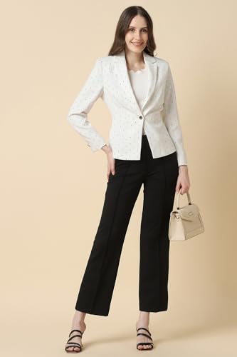 Allen Solly Women White Printed Casual Blazer