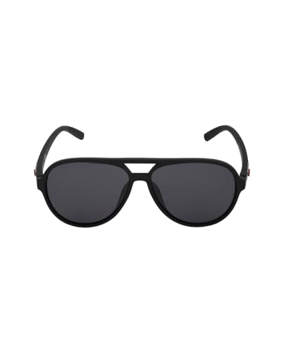 Carlton London Black with Silver Toned and Black Polarised Lens Aviator Sunglass for men