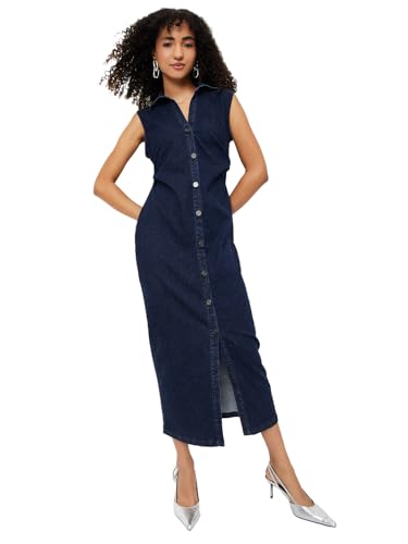 Max Women's Cotton Blend A-Line Midi Dress (GWEN1D_Dark Blue