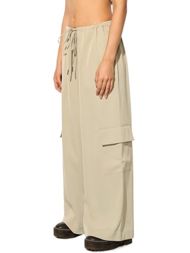ONLY Women's Regular Fit High-Rise Beige Pants