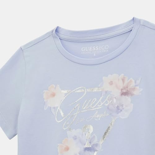 GUESS Astral Pale Blue Cotton Blend Printed T-Shirt