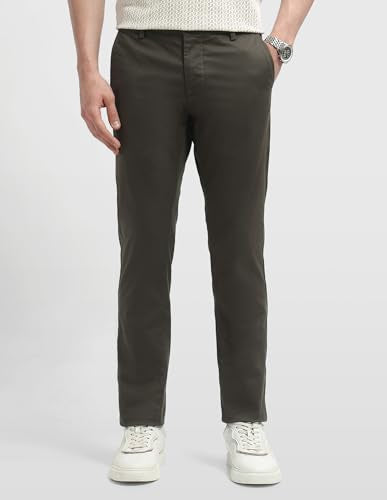 Arrow Sport Men's Bronson Slim Fit Dobby Trousers (ASALTR2652_Dark Brown_38)