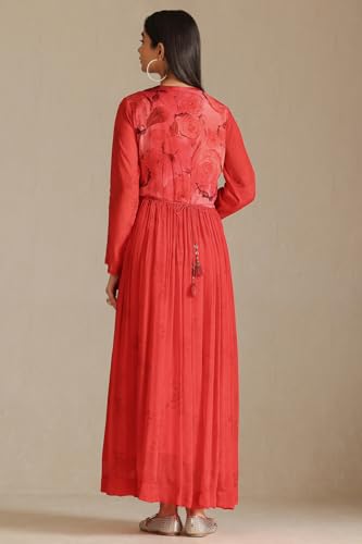 Soch Women's Chinon Maxi Dress (RSD-CWS5KU61331 Red