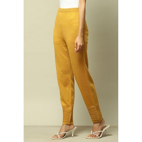 Rangriti Women's Straight Pants (WNTRWR18906AW23MUST_Yellow