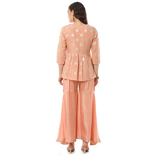 Rangriti Women's Ethnic Peach Ethnic Wear Two Piece Set (Size_L)