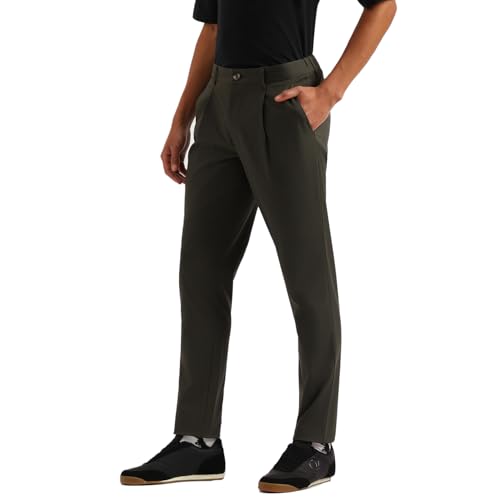 United Colors of Benetton Solid Relaxed Fit Pleated Trousers (Size: 38)-25P4CTWB0928I901 Green