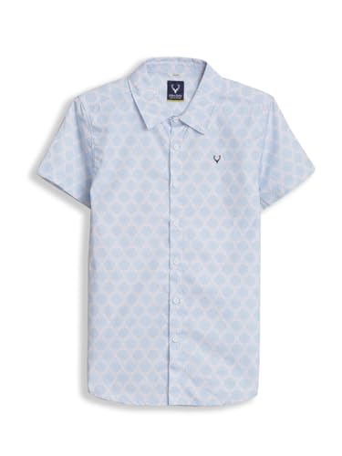 Boys White Print Casual Shirt