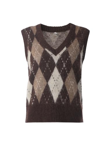 ONLY Women's Colourblocked Regular Fit Brown Sweater