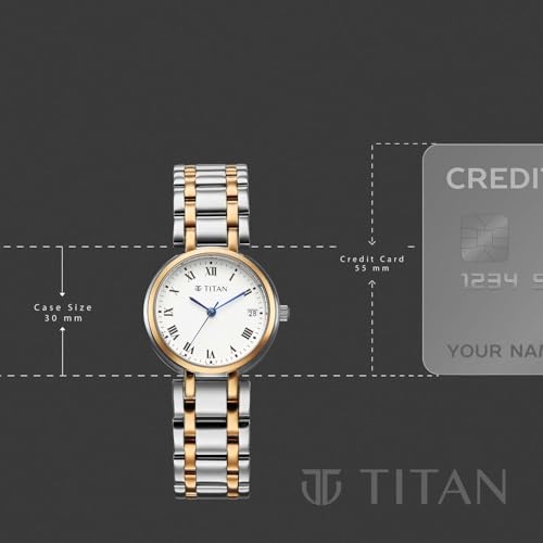 Titan Christina Workwear Quartz Analog White Dial Two Toned Metal Strap Watch for Women
