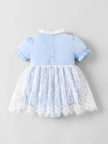 Hopscotch Lace Ruffled Puff Sleeves Onesie (0-3 Months)