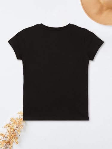 Max Girls Printed T-Shirt (Black_8-9 Y)