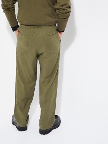 Max URB_N Men Textured Regular Fit Trousers (Green_M)