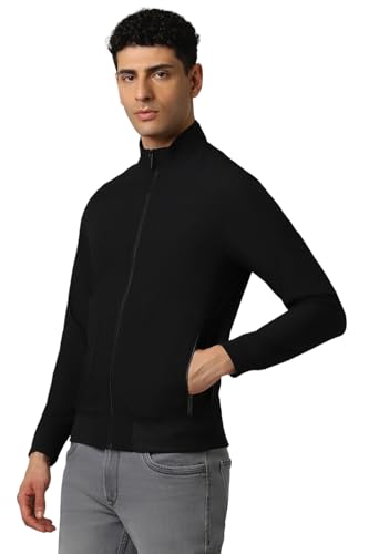 Van Heusen Men Black Solid Casual Jacket