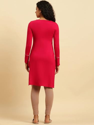 W for Woman Blue Flared Booti Printed Winter Kurta (Size: L)-24NOW10354-122960