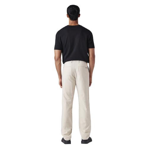 Levi's Men's Cream Authentic Relaxed Fit Mid Rise Linen Chinos