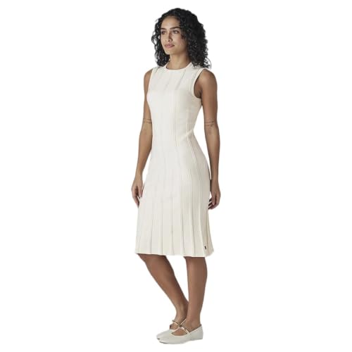 Levi's Women's Textured Regular Fit Ribbed Dress Off-White