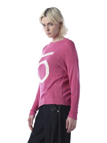 ONLY Women's Typographic Regular Fit Pink Sweater