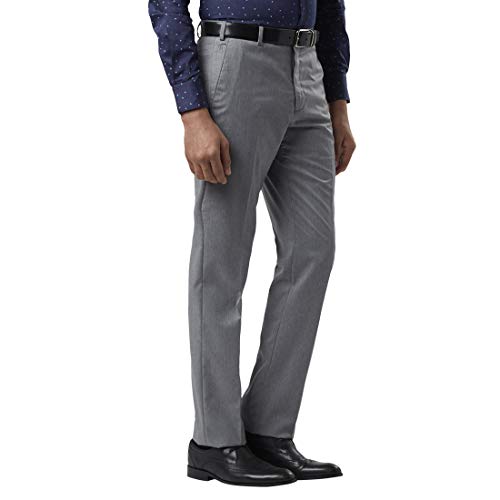 Raymond Solid Synthetic Grey Regular Fit Trouser