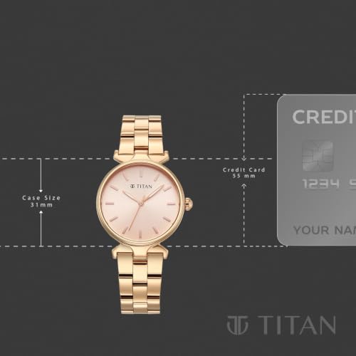 Titan Workday Edit with Quartz Analog Rose Gold Dial IPRG Stainless Steel Strap Watch for Women - 95396WM01