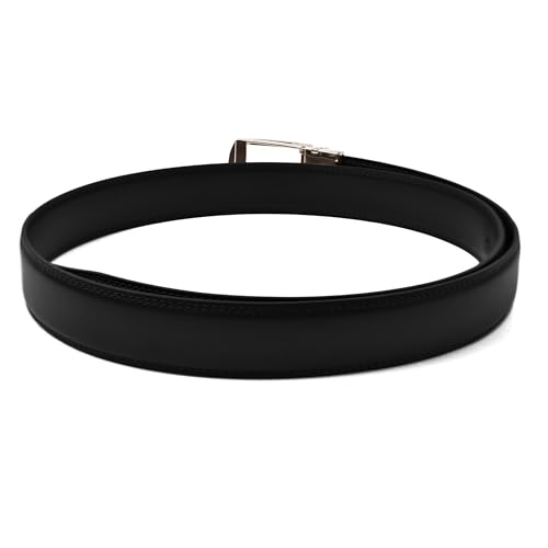 WildHorn Men’s Leather Belt Gift Set | Genuine Leather belt Strap with 2 Interchangeable Buckles | Formal & Casual Wear Adjustable Belt | Automatic lock leather belt for men (Gold & Silver)