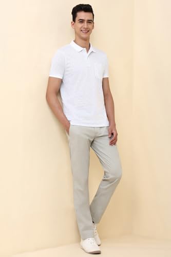 Allen Solly Men White Print Polo Neck T-Shirt