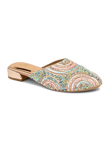 pelle albero Women's Rose Gold Synthetic upper Slip-On Sandals